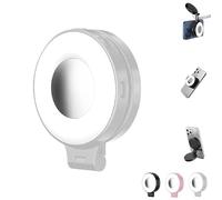 3-in-1 Magnetic Beauty Selfie Light for Phones, Foldable Magnetic Fill Light, 360° Foldable Selfie Ring Fill Lights with Mirror, 3 Lights Mode, for Makeup Photography (White)