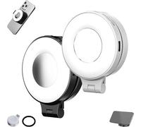 3-in-1 Magnetic Beauty Selfie Light for Phones, Foldable Magnetic Phone Ring Light with Mirror, Three-Level Lighting for Selfies, Photography, Vlogs (Mix)