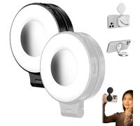3-in-1 Magnetic Beauty Selfie Light for Phones, Foldable & Rechargeable LED Magnetic Fill Light with Mirror, Adjustable Color Temp, for Selfies (Black+White)
