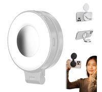 3-in-1 Magnetic Beauty Selfie Light for Phones, Foldable & Rechargeable LED Magnetic Fill Light with Mirror, Adjustable Color Temp, for Selfies (White)