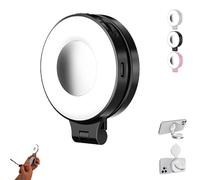 3-in-1 Magnetic Beauty Selfie Light for Phones, Foldable & Rechargeable LED Magnetic Fill Light with Mirror, 3 Lights Modes, 360° Foldable Selfie Ring Fill Lights (Black)
