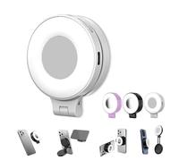 3-In-1 Magnetic Beauty Selfie Light For Phones, Magnetic Beauty Selfie Light, 360° Led Ring Fill Three Soft Color Temperatures for Makeup/Selfies/Video Recording (White)