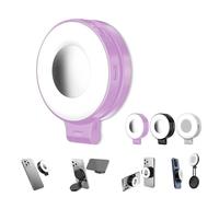 3-In-1 Magnetic Beauty Selfie Light For Phones, Magnetic Beauty Selfie Light, 360° Led Ring Fill Three Soft Color Temperatures for Makeup/Selfies/Video Recording (Pink)