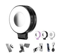 3-In-1 Magnetic Beauty Selfie Light For Phones, Magnetic Beauty Selfie Light, 360° Led Ring Fill Three Soft Color Temperatures for Makeup/Selfies/Video Recording (Black)