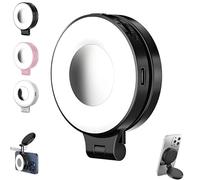 3-in-1 Magnetic Beauty Selfie Light for Phones, Magnetic Selfie Lights, 360° Foldable Magnetic Fill Light, Three Soft Color Temperatures for Makeup/Selfies/Video Recording (Black)