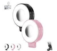 3-in-1 Magnetic Beauty Selfie Light for Phones, Portable Magnetic Selfie Light with Mirror, Foldable Beauty for Phones, 3 Lights Modes, for Makeup and Photography (Black+Pink)