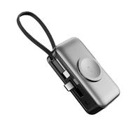 3-in-1 Magnetic Wireless Power Bank 5000mAh 22.5W Fast Charging Portable Charger with Foldable Type-C Stand PP Metal Lightweight Mini Compatible Phone Battery Pack Gray Silver Black 8x4x2.8cm