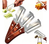 3-in-1 Multifunctional Vegetable Peeler, Zero Snag Wooden Peeler with Julienne Shredder & Bottle Opener, Stainless Steel Peeler with Wooden Handle for Kitchen, Potato, Carrot & Fruit Prep (3pcs)