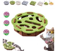 3 in 1 Nail File Enrichment Box with Bell Ball & Sandpaper Inside, 2026 New Felt Maze Cat Toys, Cats Puzzle Enrichment Box with Scratcher, Cat Toys Interactive for Indoor Cats (Green, Round)