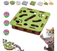 3 in 1 Nail File Enrichment Box with Bell Ball & Sandpaper Inside, 2026 New Felt Maze Cat Toys, Cats Puzzle Enrichment Box with Scratcher, Cat Toys Interactive for Indoor Cats (Green, Square)