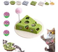 3 in 1 Nail File Enrichment Box with Bell Ball & Sandpaper Inside, 2026 New Felt Maze Cat Toys, Cats Puzzle Enrichment Box with Scratcher, Cat Toys Interactive for Indoor Cats (Green, Cheese)