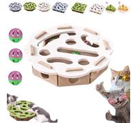 3 in 1 Nail File Enrichment Box with Bell Ball & Sandpaper Inside, 2026 New Felt Maze Cat Toys, Cats Puzzle Enrichment Box with Scratcher, Cat Toys Interactive for Indoor Cats (White, Round)