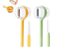 3 in 1 Peeler with Container, 2025 New Stainless Steel Peelers with Container, Multifunctional Vegetable Peelers for Home Kitchen, with Handle Fruit Knife, Storage Box (Green+Yellow,1pcs)