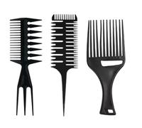 3 in 1 Peine de Dientes Anchos, 3 pcs Conjunto de Peine Puas Anchas de Estilismo Retro, Peines de Peluqueria Multifuncionales, Peinado para Hombres y Mujeres, Peine antiestático Herramienta, Negro
