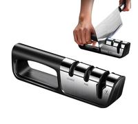 3-in-1 Portable Knife Sharpener - Quick Easy Sharpening | Multi-Functional Three-Stage Tool For Kitchen Knives | Household Ëssential, Diamond Ceramic Tungsten