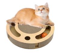 3 in 1 Rascador para Gatos con Pista de Pelotas con Cascabel | Redonda Rascadoras de Cartón para Cama con 2 Juguetes para Gatos Interactivos Pelotas, Apto para gatitos, 33 x 5,5 cm