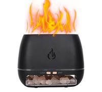 3-in-1 Salt Rock Scent Diffuser - Ultrasonic Aromatherapy Cool Mist Humidifier with Simulated Flame Effect, 7 Color LED Lights, and Lamp for Relaxation and Air Purification