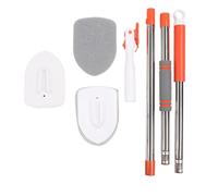 3 in 1 Scrub Brush | Long Handle Locking Head | Firm Fibers/Scouring Pad/Microfiber | Multi - Area Tool for Floor/Wall/Tub