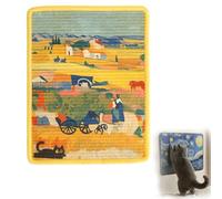 3-in-1 Sisal Cat Scratcher Mat Wall Mounted - Furniture Protector for Couch Corner & Floor, Anti-Slip Scratch Pad with Residue-Free Tape, Durable Agave Fiber Art Rug (A)