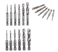 3 In 1 Spiral Flute Drill Bits, Invisiblen Metric Thread Tap Drills Bits Set, Professional Thread Taps Drills Bit Tools Kit, Spiral Tap Hex Shank Drill Bit Set M3/M4/M5/M6/M8/M10 (Silver,Long + Short)