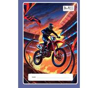 3-in-1 Subject Hardcover Notebook - 243 Pages - 7" x 10": Fuel Your Notes - Moto Power Inside