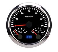 3 In 1 Tachometer Oil Pressure Water Temp Gauge High Accuracy 6000rpm 0 to 10bar 40 to 120℃ 7 Color Backlight for Car Boat Truck Metal 85mm (Esfera negra y bisel plateado CX8285)