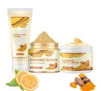 3 In 1 Turmeric Combo Skincare Set - Glow Combo, Turmeric Face Wash & Scrub & Body Butter , Hydrating Face Moisturizer For All Skin Types