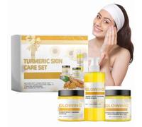 3 In 1 Turmeric Combo Skincare Set, Turmeric Skin Care Set-Turmeric Glow Combo Face Wash, Butter Moisturizer, Face Scrub, Natural Exfoliation & Hydration Glowing Skin