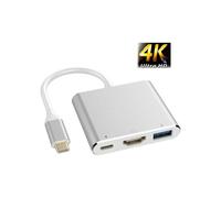3-in-1 USB-C to HDMI 4K 30Hz + USB 3.0 Adapter (USB-A) - Plug & Play Multiport