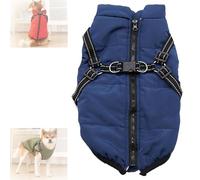 3 in 1 Winter Jacket for Dogs, 3 in 1 Dog Winter Coat, Dog Jacket with Harness, Waterproof Windproof Snow with Zipper, for Small Medium Large (Blue,Large)