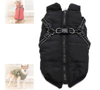 3 in 1 Winter Jacket for Dogs, 3 in 1 Dog Winter Coat, Dog Jacket with Harness, Waterproof Windproof Snow with Zipper, for Small Medium Large (Black,4X-Large)