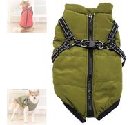 3 in 1 Winter Jacket for Dogs, 3 in 1 Dog Winter Coat, Dog Jacket with Harness, Waterproof Windproof Snow with Zipper, for Small Medium Large (Green,X-Large)