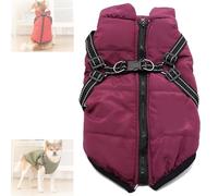 3 in 1 Winter Jacket for Dogs, 3 in 1 Dog Winter Coat, Dog Jacket with Harness, Waterproof Windproof Snow with Zipper, for Small Medium Large (Purple,Large)