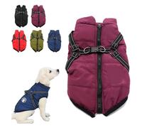 3 in 1 Winter Jacket for Dogs, Waterproof Windproof Dog Snow with Harness and Zipper, Small Medium Large Dogs (Purple,L)