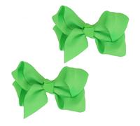 3 Inch Grosgrain Bow for Little Girls- Set of 2 Lime Green