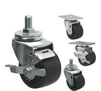 3 Inches Low Center of Gravity Casters Wheel with Side Brake Equipment Casters Steady and High Load-Bearing 1Pcs Casters(Screw Brake)