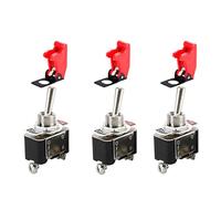 3 interruptores basculantes de metal, 12 V/20 A de 2 polos ON/OFF, miniboot rojo tapa de seguridad autobloqueante para autotuning, evita un arranque accidental, interruptor de 230 V adecuado para la