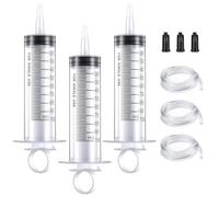 3 jeringas de 100 ml con tubo y cierre estéril, envasados individualmente | Jeringas 100ml para laboratorios de ciencia recarga y medición de aceite aplicador adhesivo de líquidos alimentación