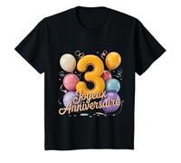 3 Joyeux Anniversaire 3er cumpleaños Bebé Niño Niño Niña Camiseta