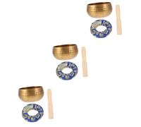 3 juegos de cuencos de sonido budista hechos a mano, cuencos de meditación y canto, palo de percusión para meditación, cuencos para cantar, cojín, cuenco de meditación de cobre, cuenco delantero Ct