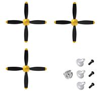 3 juegos de hélices de 4 palas para avión RC con protectores de hélice y un adaptador para VOLANTEXRC 761-11 761-12 761-13 P40 BF109 P51 F4U T28