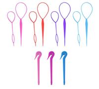 3 juegos de herramientas de peinado, 3 piezas de removedor de goma elástica, herramienta de dibujo de pelo de cola de caballo, herramientas de peinado para mujeres y niñas (rosa, púrpura, azul)