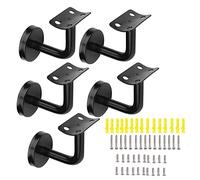 3 juegos de soportes de pasamanos para pasamanos montados en la pared de 60 x 80 mm, resistentes soportes de carril de escalera con tornillos y fijación en la pared (plata)