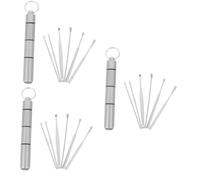 3 Juegos Herramienta Para Recoger Orejas Cureta De Cera De Oído Palillos Para El Oído Para El Hogar Suministros De Limpieza De Oídos Limpiador De Oidos Silver Acero Inoxidable FRCOLOR