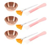3 Juegos Kit de Acero Inoxidable, Rosa Dorado | Cuenco Compacto de Plástico, Cepillo de Nylon, Uso en Spa Doméstico y Salón