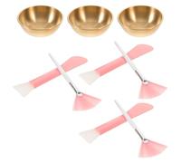 3 Juegos Kit Facial de Oro Deluxe y Profesionales de Maquillaje | Brocha Spa Facial, Espátula Plástica, Aplicador de Acero Inoxidable, Uso en Estudio y Salón