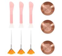 3 Juegos Set de Cuidado para Mascarilla Facial de Acero Inoxidable | Bol Mezclador y Brocha de Nylon, Uso Spa y DIY Belleza, Acabado Profesional en Tono Oro Rosa