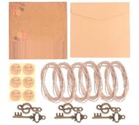 3 Juegos Set de Sobres y Papel de Carta Retro Vintage | Kraft Paper, Estilo Simple y Elegante, Cuerda de Yute, Pegatinas y Accesorios de Aleación
