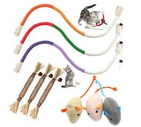 3 Juguetes con Hierba gatera para Gatos - 3 Cuerdas para morder, 3 Catnip Juguetes Peluche Ratones y 3 palitos de Catnip para Gatos - Fomenta el Cuidado Dental y el autoentretenimiento Gatos Activos