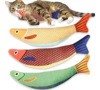 3 Juguetes para Gatos en Forma de Pez con Cojines de Hierba Gatera, Juguetes para Gatos Interactivos, Juguete Gato Interactivo
